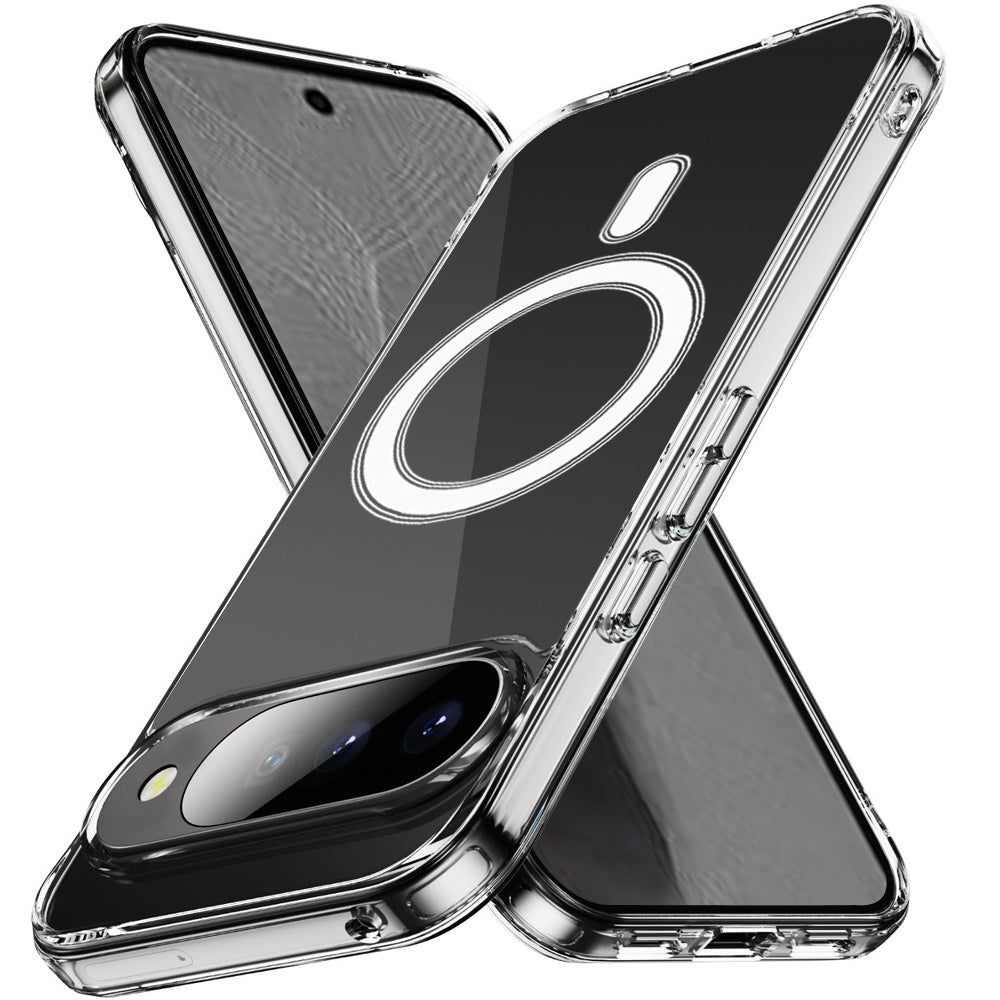 Phone Case for Google Pixel 11 /11 Pro Thick Clear Hybrid Magnetic Circle Shock Absorbing Reinforced Corners TPU Heavy Duty Transparent Frame Bumper Cover Clear
