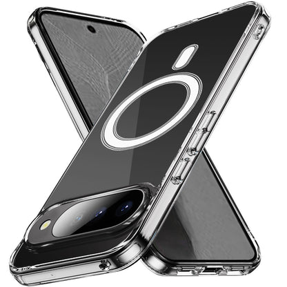 Phone Case for Google Pixel 11 /11 Pro Thick Clear Hybrid Magnetic Circle Shock Absorbing Reinforced Corners TPU Heavy Duty Transparent Frame Bumper Cover Clear