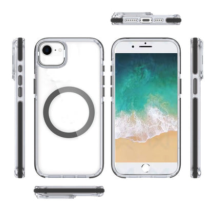 For Apple iPhone 17E /16E Hybrid Clear Back Case with Invisible Camera Bracket Stand, MagSafe Magnetic Circle, Shockproof Color Frame Case Cover