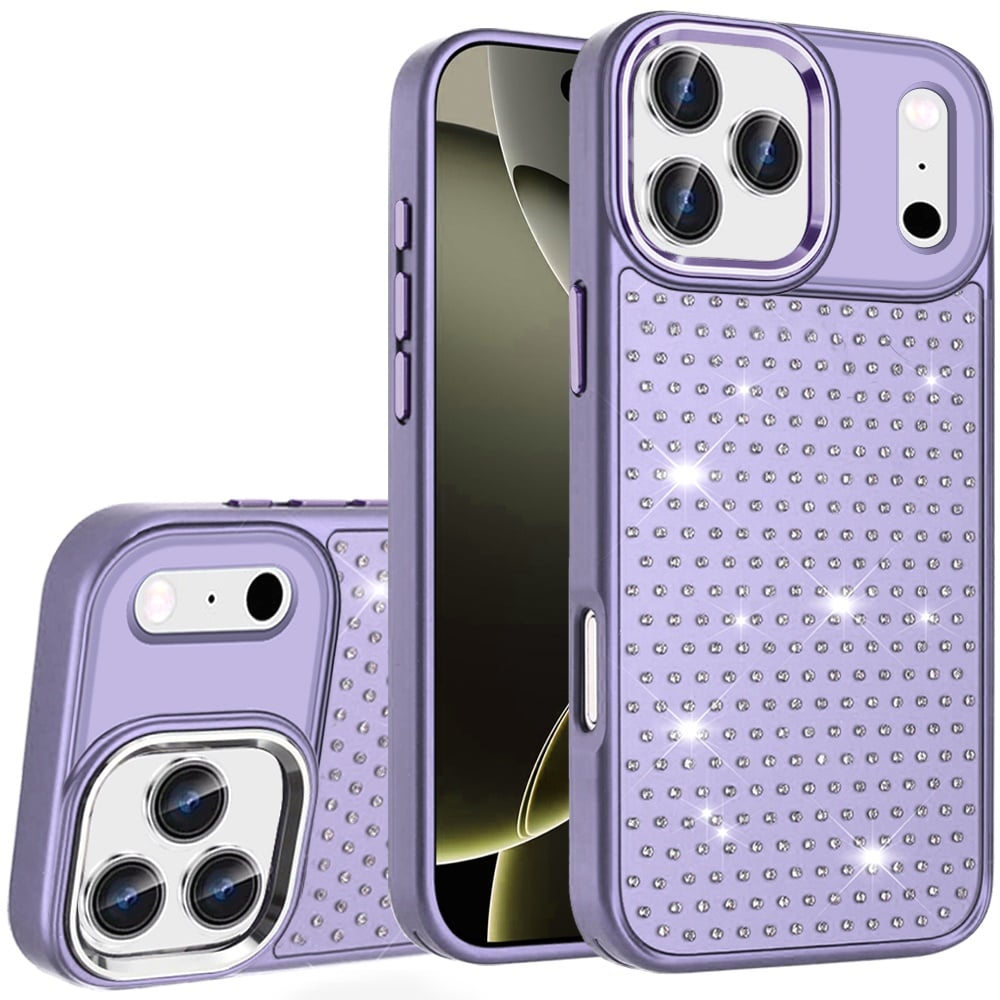 Phone Case Cover for Apple iPhone 18 Pro /17 Pro Bling Diamond Metallic, Full Sparkle Chrome Edged Hybrid Protective Shockproof Cover