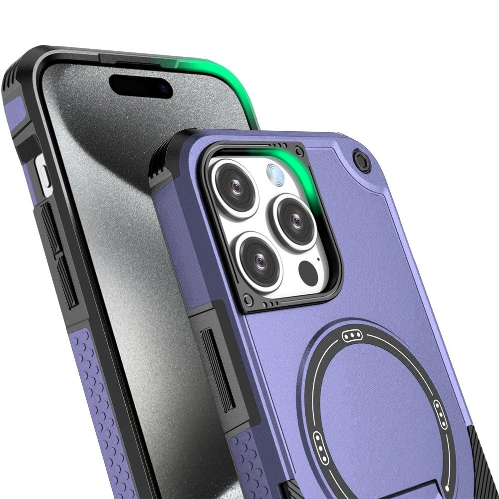 Phone Case for Apple iPhone 15 Pro Max Magnetic Kickstand Rugged Shockproof Armor Grip Anti Slip Heavy Duty Protective Matte Stand Hybrid Cover Purple