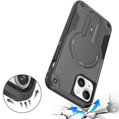 For iPhone 15 Plus (6.7") Magnetic Invisible Kickstand Holder with Magsafe, Slim Fit Shockproof Hybrid Military Grade Heavy Duty Case Cover