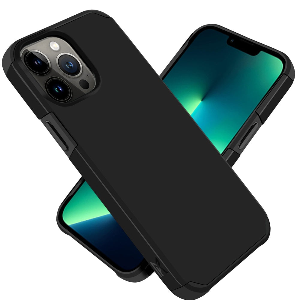 Phone Case for Apple iPhone 13 Pro Premium Slim Tough 2in1 Hybrid Case Dual-Layer PC TPU Rubber Armor with Shockproof Protection Cover Black