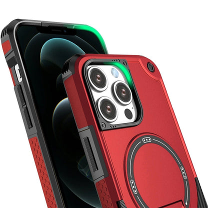 Phone Case for Apple iPhone 12 Pro Max Magnetic Kickstand Rugged Shockproof Armor Grip Anti Slip Heavy Duty Protective Matte Stand Hybrid Cover Red