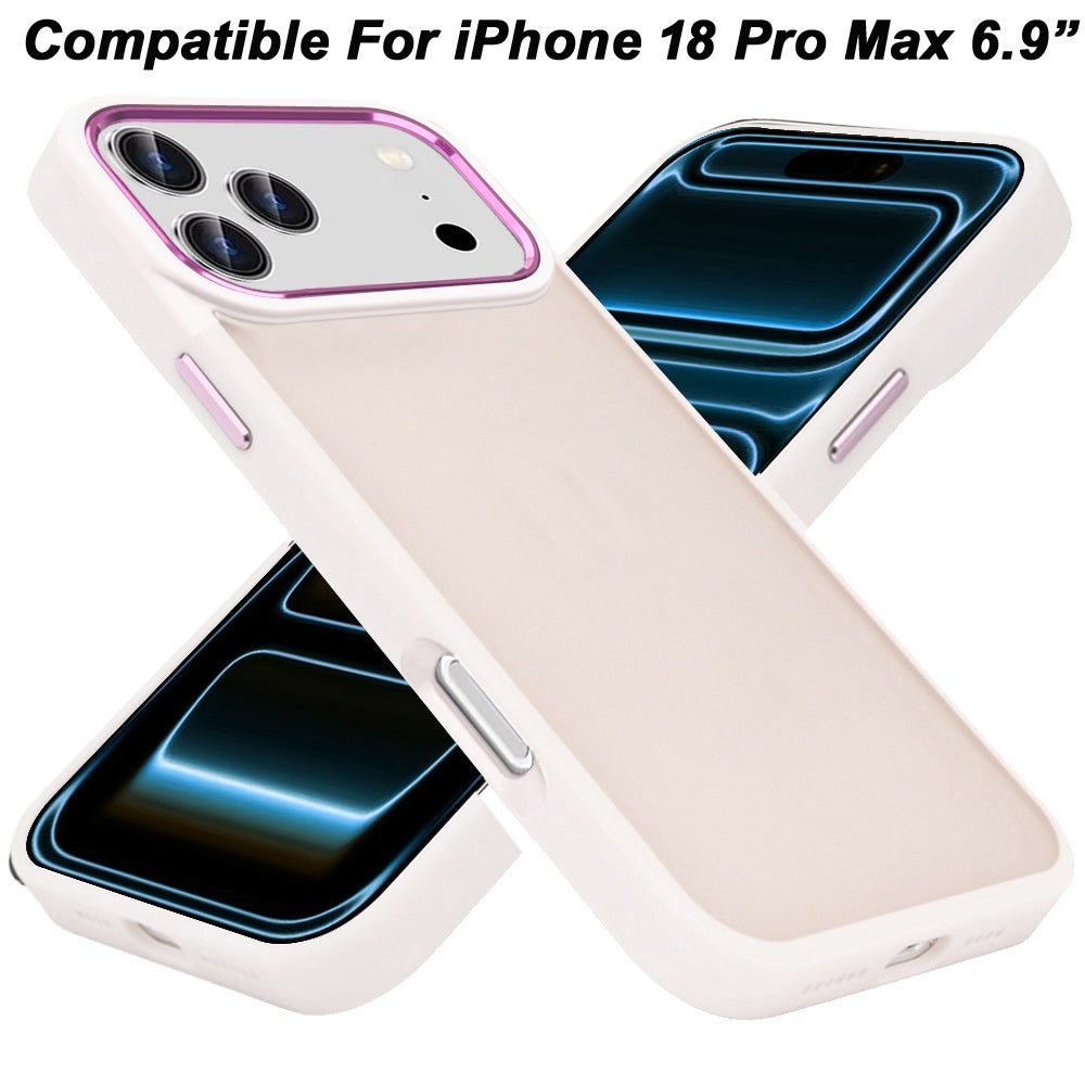 Phone Case for Apple iPhone 18 Pro Max Polished Acrylic Hybrid TPU Slim Shockproof Metal Button Thick Durable Grip Camera Protection Anti-Scratch Cover