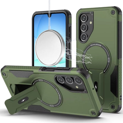 For Samsung Galaxy A17 5G Magnetic Invisible Kickstand Holder with Magsafe, Slim Fit Shockproof Hybrid Military Grade Heavy Duty Case Cover Midnight Green