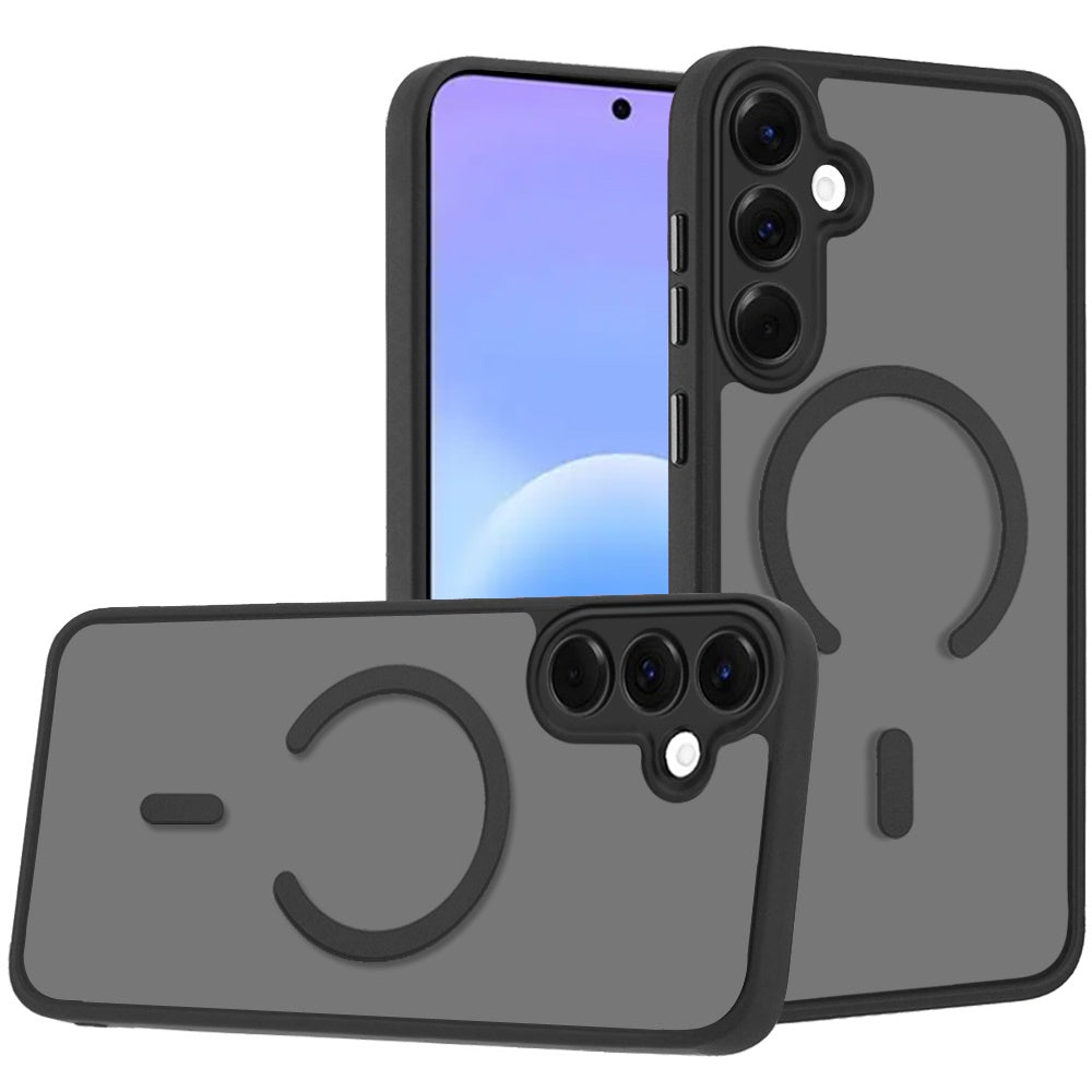 Phone Case for Samsung Galaxy A57 Matte Frosted Magnetic Back Hybrid Hard PC Soft TPU Camera Protection Slim Shock Absorbing Anti Fingerprint Cover