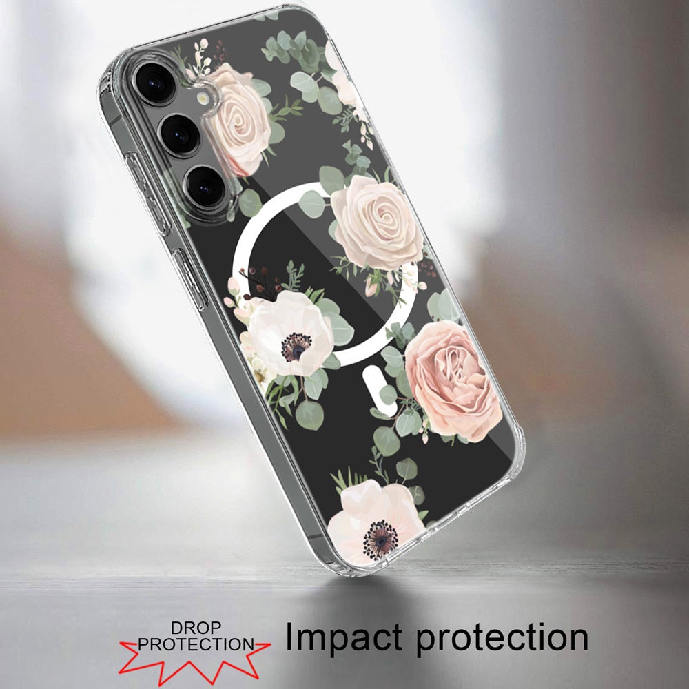 Hybrid Flower Design Stylish Fashion Case, MagSafe Compatible, Thick Shockproof Hard PC