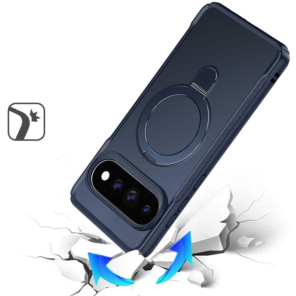 Phone Case for Google Pixel 11 Pro XL Magnetic Ring Stand Matte Finish Shockproof Grip Slim Armor Heavy Duty TPU Protective Hybrid Cover