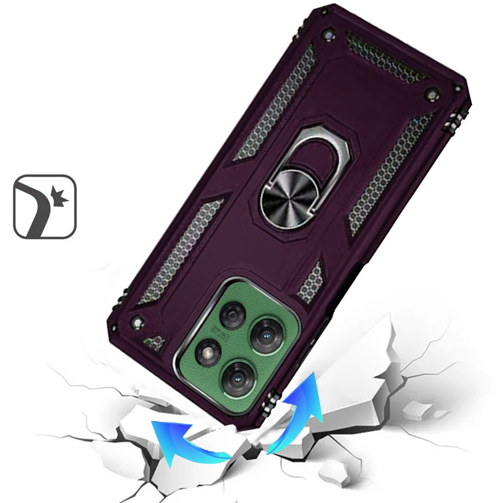 Phone Case for Moto G Power 5G (2026/2025) Rotatable Ring Stand Shockproof Hybrid Armor Anti Slip Heavy Duty Fit Magnetic Car Mount Durable Grip Cover Purple