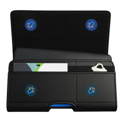 For Cricket Magic 2 5G 2024 Magnetic Leather Pouch with Belt Clip, Secure Magnetic Closure, Soft Lining, Card Holder Slot, Fits 6.5"- 7.0" Phones Case Cover Black