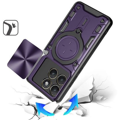 Phone Case for Motorola Edge 2026 Magnetic Ring Stand Shockproof Hybrid Full Camera Slide Guard Anti Slip Heavy Duty Protective Armor Cover Purple