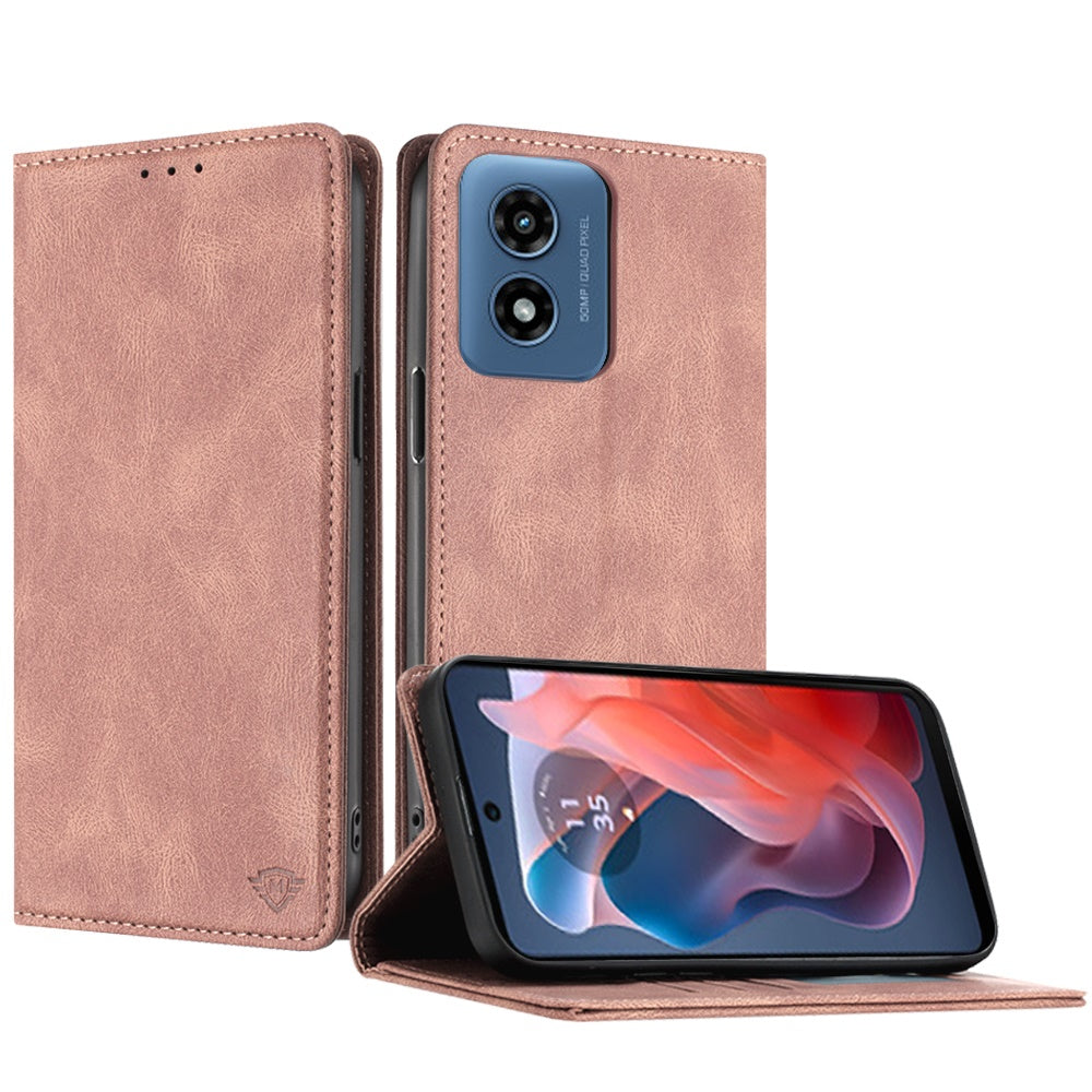 For Apple iPhone 16 Plus (6.7") Premium Wallet PU Vegan Leather ID Credit Card Slot Money Holder with Magnetic Closure Pouch Flip Case Cover Rose Gold