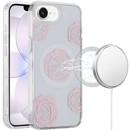 Phone Case for Apple iPhone 16 E Stylish Design Shockproof Magnetic Magsafe Compatible TPU IMD Print Rugged Grip Drop Protection Slim Fashion Cover Pink