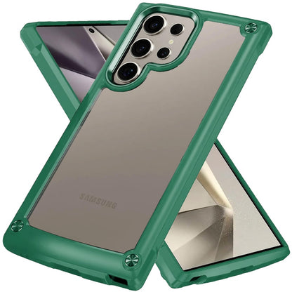 For Samsung Galaxy S25 Ultra Hybrid Transparent Rubber with Metal Buttons & Camera Edges Hard TPU Corner Frame Bumper Case Cover