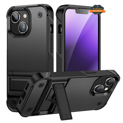 For Apple iPhone 15 Pro (6.1") Heavy Duty with Kickstand Stand Hybrid Sturdy Military Armor Durable Shockproof Bumper  Phone Case Cover
