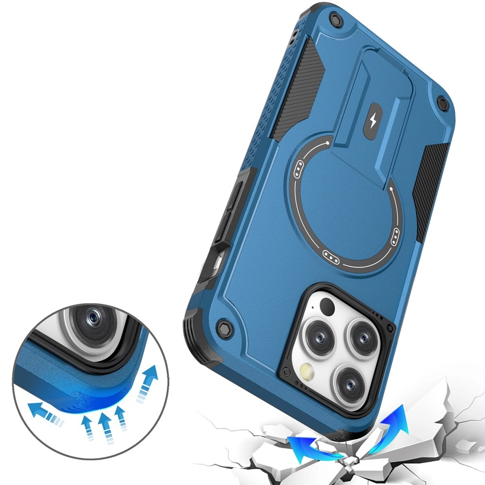 Phone Case for Apple iPhone 13 Pro Max Magnetic Kickstand Rugged Shockproof Armor Grip Anti Slip Heavy Duty Protective Matte Stand Hybrid Cover Blue