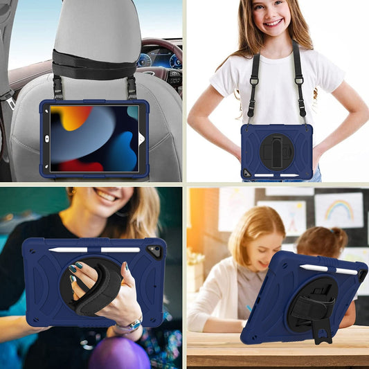 Tablet Case for Apple iPad 9th 8th 7th Gen (10.2 inch) 3in1 Hybrid Hand Strap Shoulder Strap Kickstand Shock Absorbing Cover
