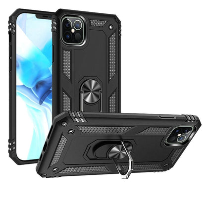 For Apple iPhone 12 Pro Max Hybrid Shockproof Durable 360 Degree Rotatable Ring Stand Holder Kickstand Fit Magnetic Car Mount Case Cover Black