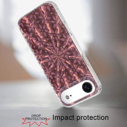For Apple iPhone 17 Pro Stylish Pattern Fashion IMD Printed Design TPU Double Layer Slim Shockproof with Magnetic Back Case Cover Flowers Mandala Brown