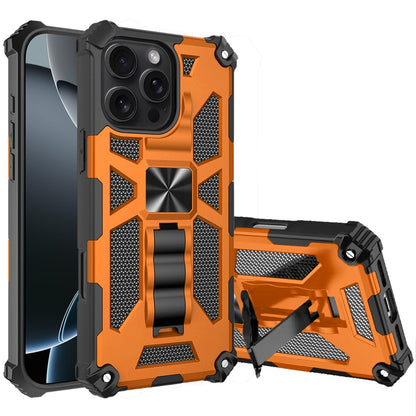 For iPhone 16 Pro Max (6.9") Hybrid Shockproof [Military Grade] Rugged Protective with Magnetic Car Mount & Invisible Stand Case Cover Cosmic Orange