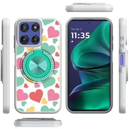 For Motorola Moto G Stylus 5G 2026 /2025 Pattern Design Hybrid with Invisible Ring Stand & Magnetic Back, Shockproof Protective Grip Case Cover
