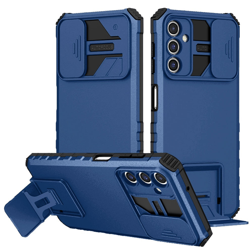 Phone Case for Samsung Galaxy A15 5G Kickstand Hybrid Hard PC Soft TPU Camera Guard Shock Absorbing Reinforced Corners Slim Fit Cover Blue