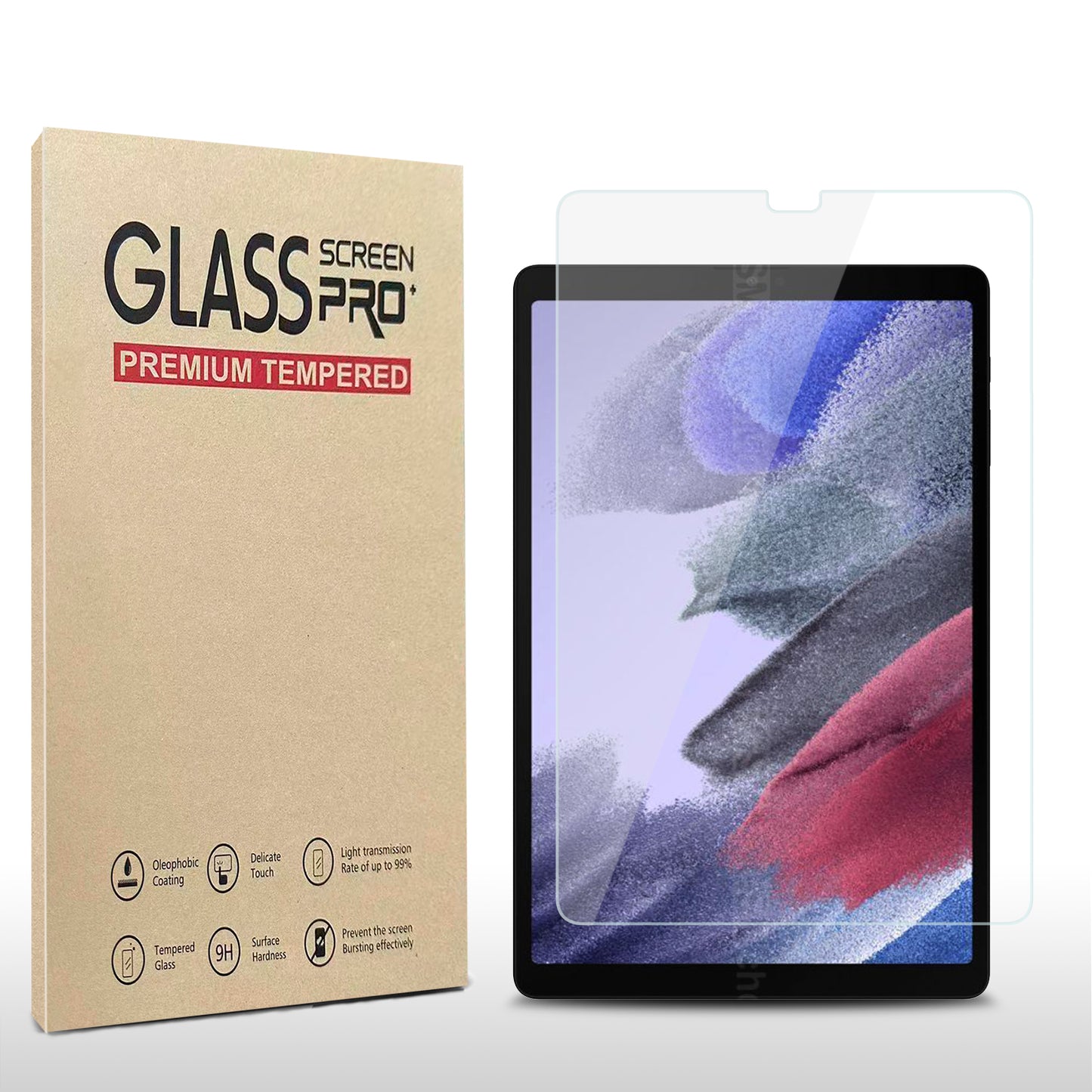 Screen Protector for Samsung Tab A7 Lite (8.7 inch) HD Clear AB Glue Tempered Glass 9H Hardness Anti Scratch Bubble Free High Touch Sensitivity Oleophobic Coating Clear