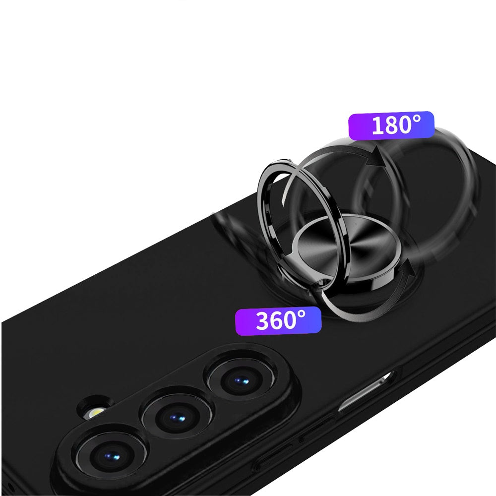 Phone Case for Samsung Galaxy Z Fold 8 Ultra Invisible Ring Stand Shockproof Anti Slip Durable Grip Protective Hybrid Fit Magnetic Car Mount Holder Cover Black