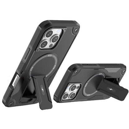 For Apple iPhone 16 Pro Magnetic Invisible Kickstand Holder with Magsafe, Slim Fit Shockproof Hybrid Military Grade Heavy Duty Case Cover