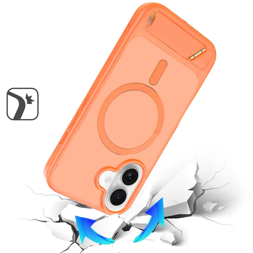 Phone Case for Apple iPhone 17 Matte Magnetic Metal Kickstand Shockproof Grip Anti Slip Durable Protective Heavy Duty Hybrid Cover