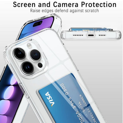 For Apple iPhone 17 Pro Max Acrylic TPU Clear Case Hold 2 Credit Card Slots, Slim Protective Wallet Cover Silicone Hybrid Case Cover Clear