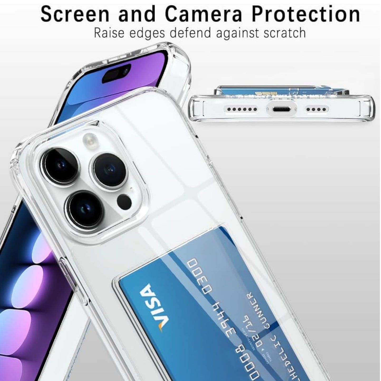For Apple iPhone 17 AIR Acrylic TPU Clear Case Hold 2 Credit Card Slots, Slim Protective Wallet Cover Silicone Hybrid Case Cover Clear