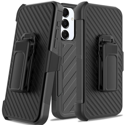 For Motorola Edge 2025 Premium Tough Hybrid Case with Belt Clip Holster, Shockproof Rugged Design, Textured 2in1 Non-Slip Case Cover Black
