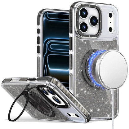 Phone Case for Apple iPhone 18 Pro Max Magnetic Hybrid 360 Rotating Ring Kickstand Tough Hard PC Soft TPU Glitz Shimmer Glitter Shock Absorbing Cover