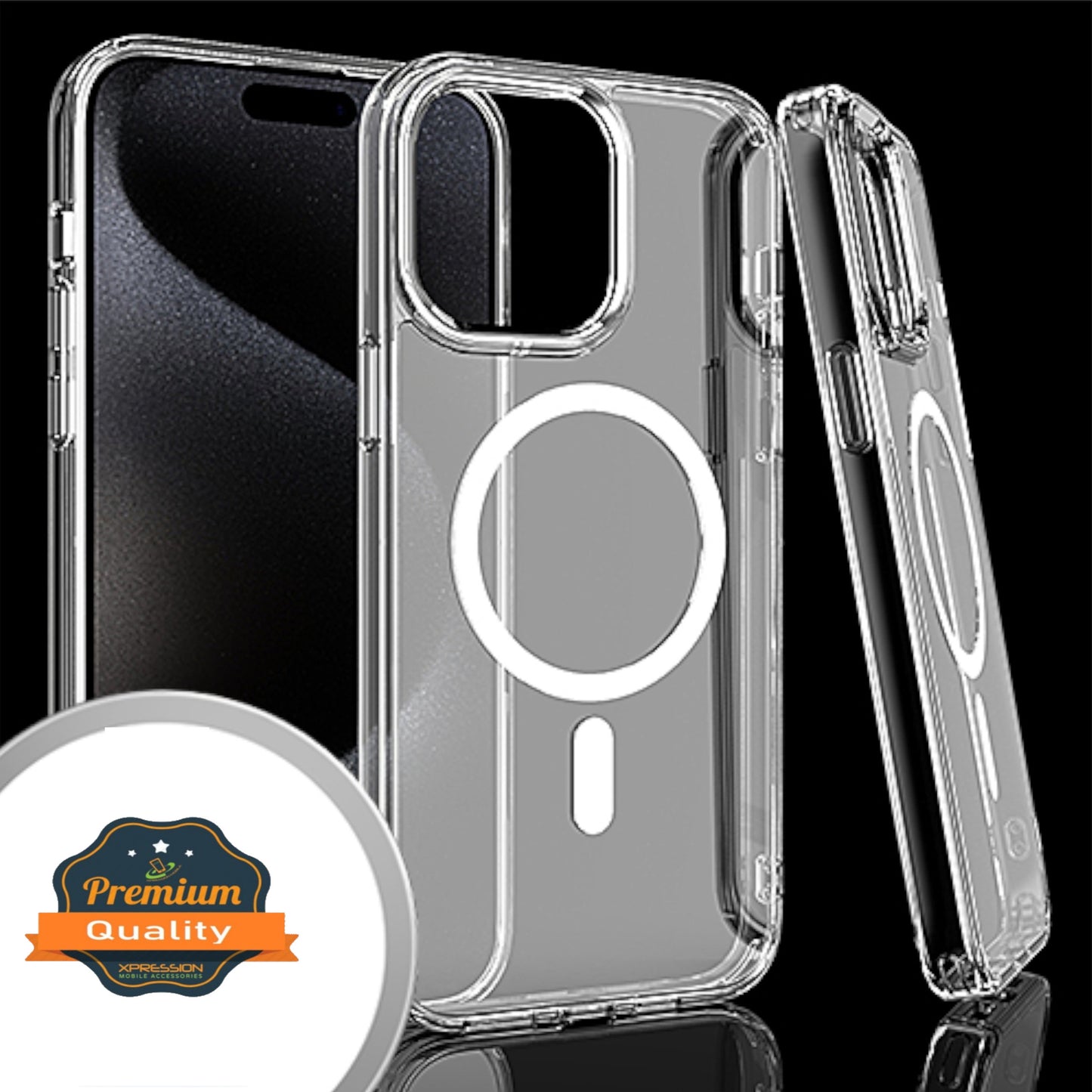 For Apple iPhone 16 (6.1") Magnetic Case with Built in Magnets Compatible with MagSafe, Transparent Slim Hybrid Frame Bumper Case Cover Clear