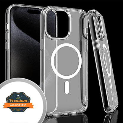 For Apple iPhone 16 (6.1") Magnetic Case with Built in Magnets Compatible with MagSafe, Transparent Slim Hybrid Frame Bumper Case Cover Clear