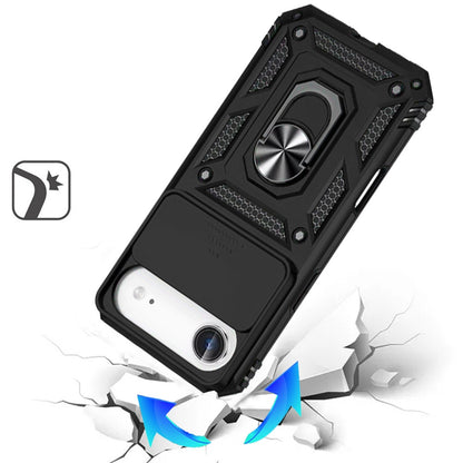 For Apple iPhone 17 Air (6.6") Hybrid Ring Shockproof with 360° Rotate Ring Kickstand, Camera Lens Protection, Soft Edge Bumper Case Cover