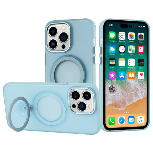 For Samsung Galaxy S22 Ultra MagSafe Compatible with 360° Ring Stand, Magnetic Kickstand, Slim Hybrid Protective Case Cover Sky Blue