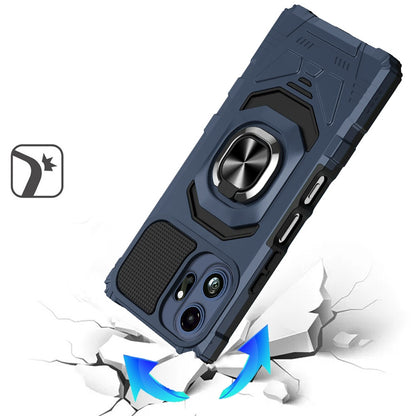 Phone Case for TCL 70 Pro Rugged Hybrid Dual Layer Magnetic Ring Stand Armor Shock Absorbing Heavy Duty TPU Reinforced Bumper Cover