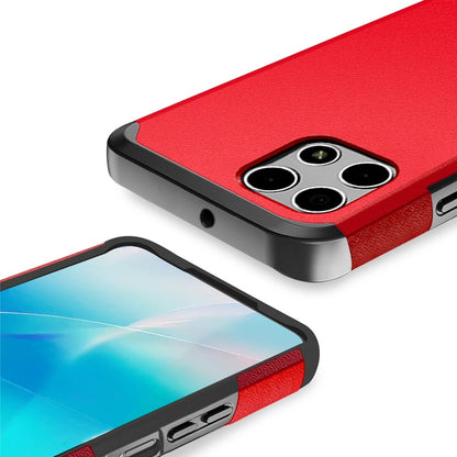 For TCL Revvl 7 5G Slim Tough Shockproof Hybrid with Dual Layer Hard PC + TPU Protection, Armor for Strong Drop & Impact Resistance Case Cover Red