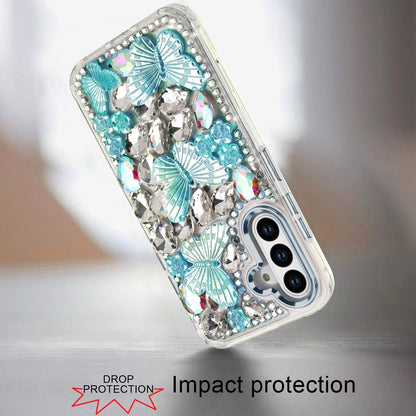 Luxury 3D Floral Butterfly Bling Rhinestone Glitter Shockproof Stylish Protective Hybrid Designer Metallic