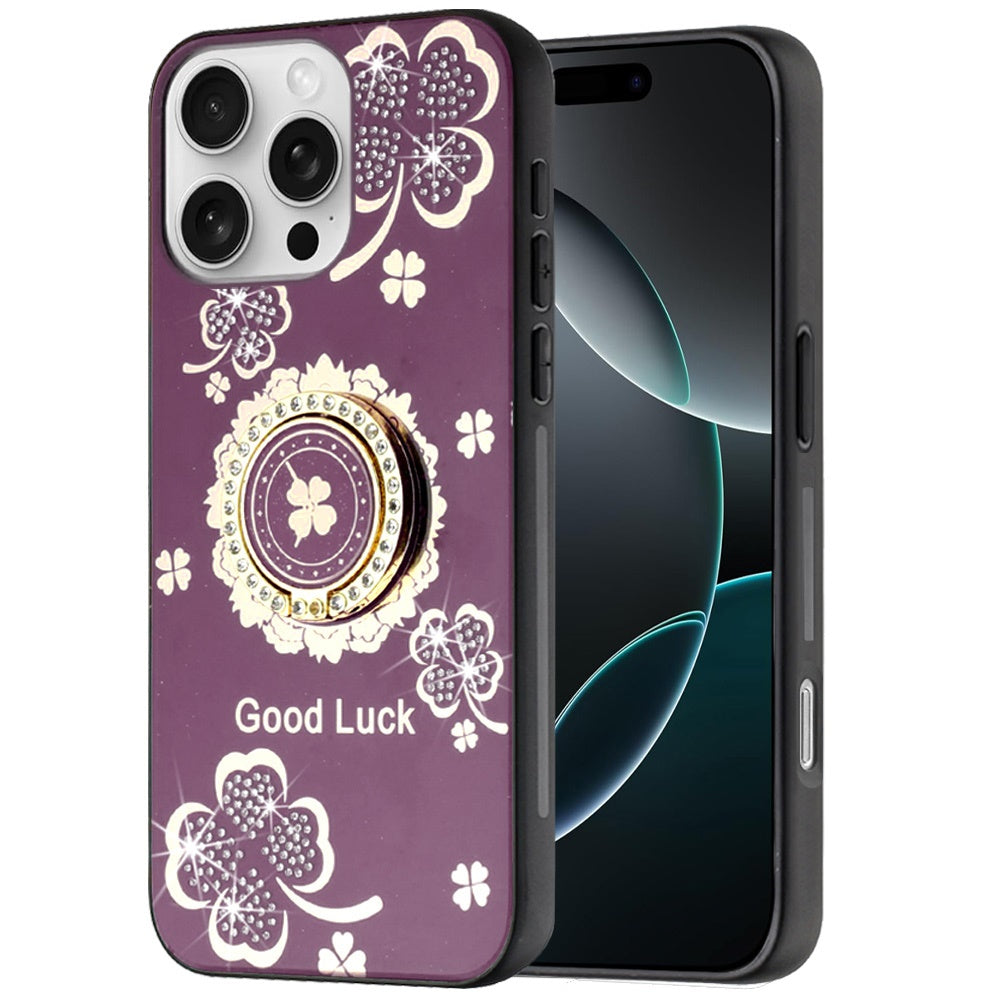 Diamond 3D Fashion Floral Glitter Engraved Luxury Bling Hybrid Shockproof Chrome Edge Protective Grip