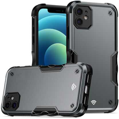 For iPhone 12 / iPhone 12 Pro (6.1") Slim Fit Back Hybrid Lightweight Shockproof 2-in-1 Hybrid Hard PC Bumper Frame Armor Protection Case Cover Grey+Black