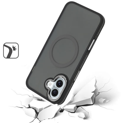 For Apple iPhone 16e Frosted Translucent Back Hybrid Case with Magnetic Circle; MagSafe Compatible, Military Grade Shockproof, Slim Design Case Cover