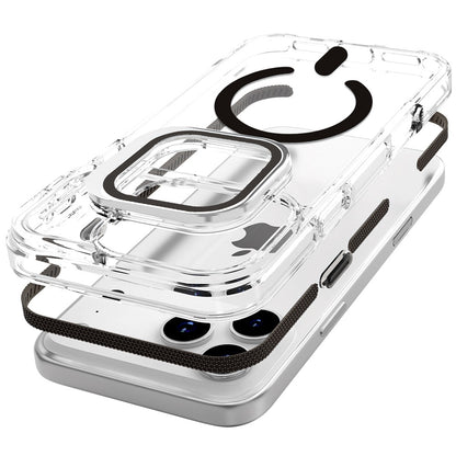 Phone Case for Apple iPhone 18 Pro/ 17 Pro Magnetic Circle Transparent Tough Hybrid Camera Stand Guard Stand Shockproof Color Edge Rugged Grip Cover Black