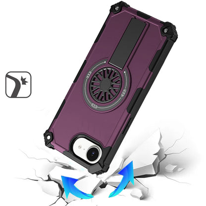 Phone Case for Apple iPhone 17E /16E Invisible Kickstand Magnetic Car Mount Friendly Shockproof Texture Anti Slip Durable Grip Heavy Duty Hybrid Cover Purple