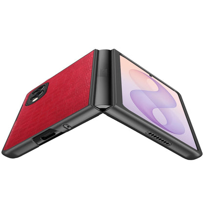 Phone Case for Samsung Galaxy Z Fold 8 Premium PU Vegan Leather Hard Shell Snap On Slim Fit Hybrid Protective Reinforced Rugged Skin Design Cover Red