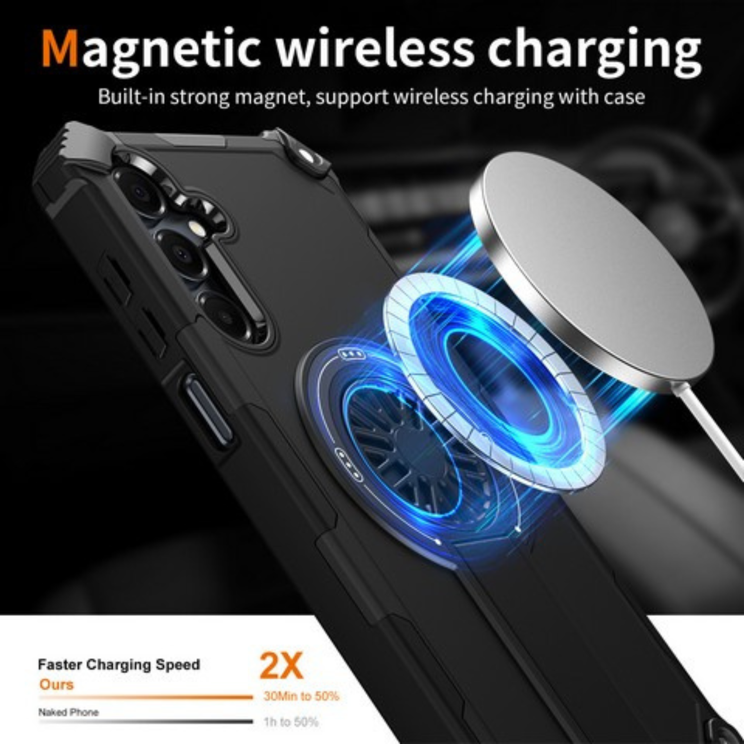 For Samsung Galaxy A17 5G Magnetic Circle Kickstand Hybrid Shockproof Protection with Secure Grip and MagSafe Compatible Design Case Cover