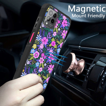 For Cricket Outlast 5G (2024) Slim Tough Strong Protection Shock Absorption Hybrid Dual Layer Hard PC + TPU Rubber Silicone Armor Case Cover Mystical Floral Boom